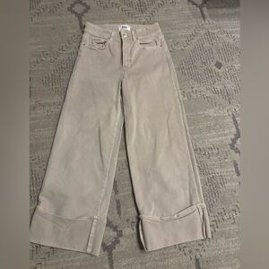 Paige Sasha Ankle Wide Leg Jeans Size 27 Beige
